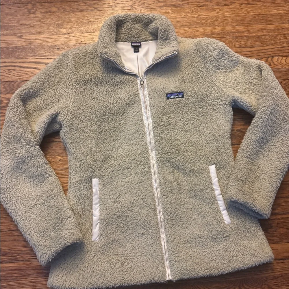 #688 Patagonia Los Gatos Fleece Jacket Women's LARGE 16 High Pile Boa Beige - Picture 2 of 12